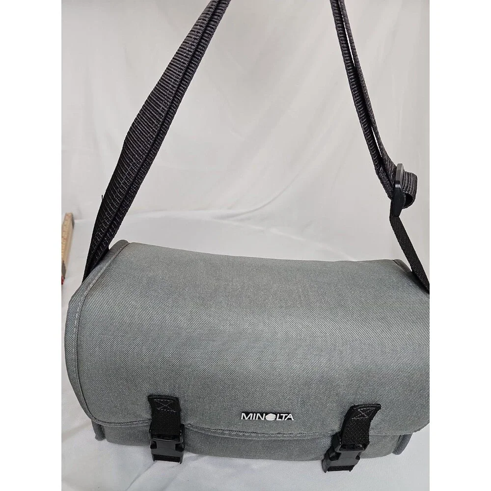 Minolta Padded Camera Bag Gray Shoulder Carry Case DSLR SLR Lens Accessory Stora